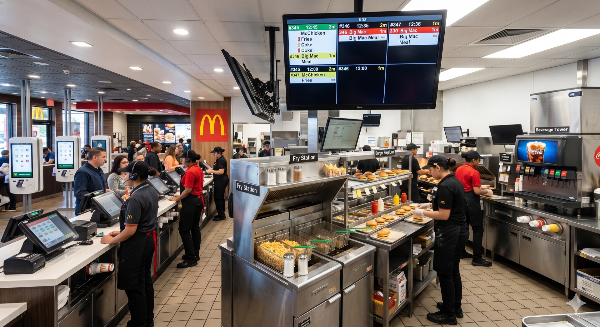 A McDonald's kitchen, every step named, every handoff defined, every owner clear