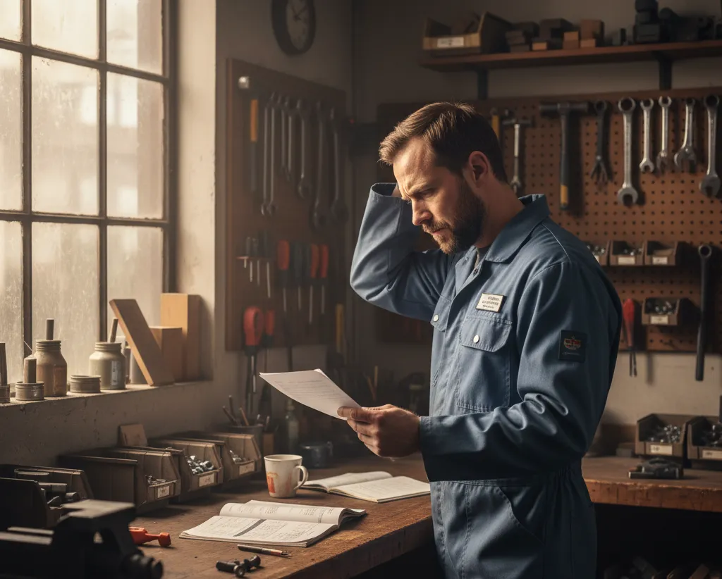 confused worker over checklist