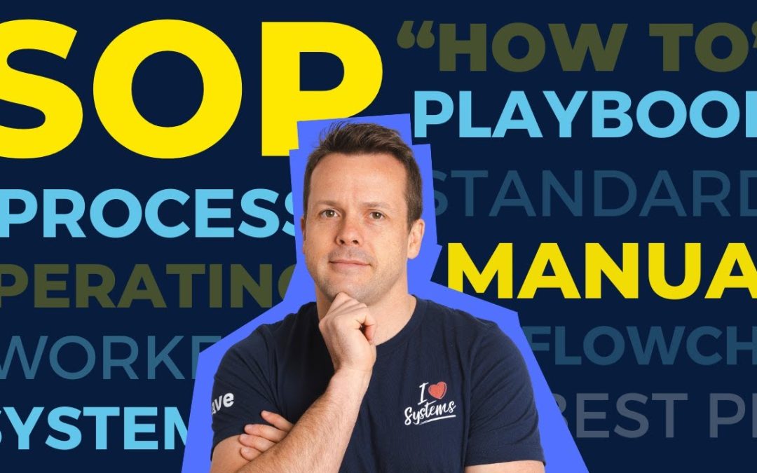 David Jenyns surrounded by the words SOP, process, playbook, manual and system